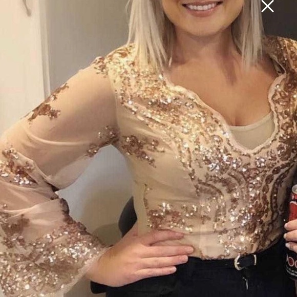 Sequin Bodysuit - Nude - Picture 1 of 4